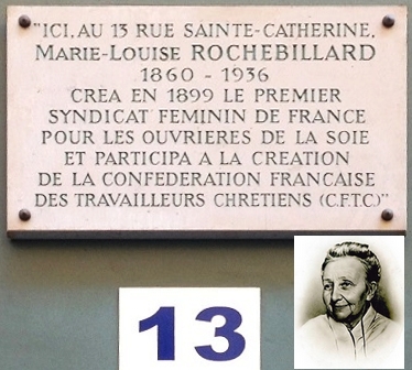 Plaque et Portrait de Mademoiselle Rochebillard - La CFTC : Bientôt 100 ans au service du monde du travail en 2019 !